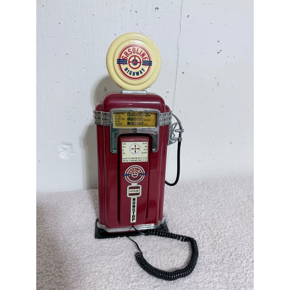 Gasoline Highway Gas Pump Novelty Phone Retro Red Landline Wall Mount Vintage